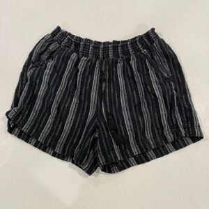 Briggs Black Striped Boho Shorts XL Elastic Waist Drawstring Summer